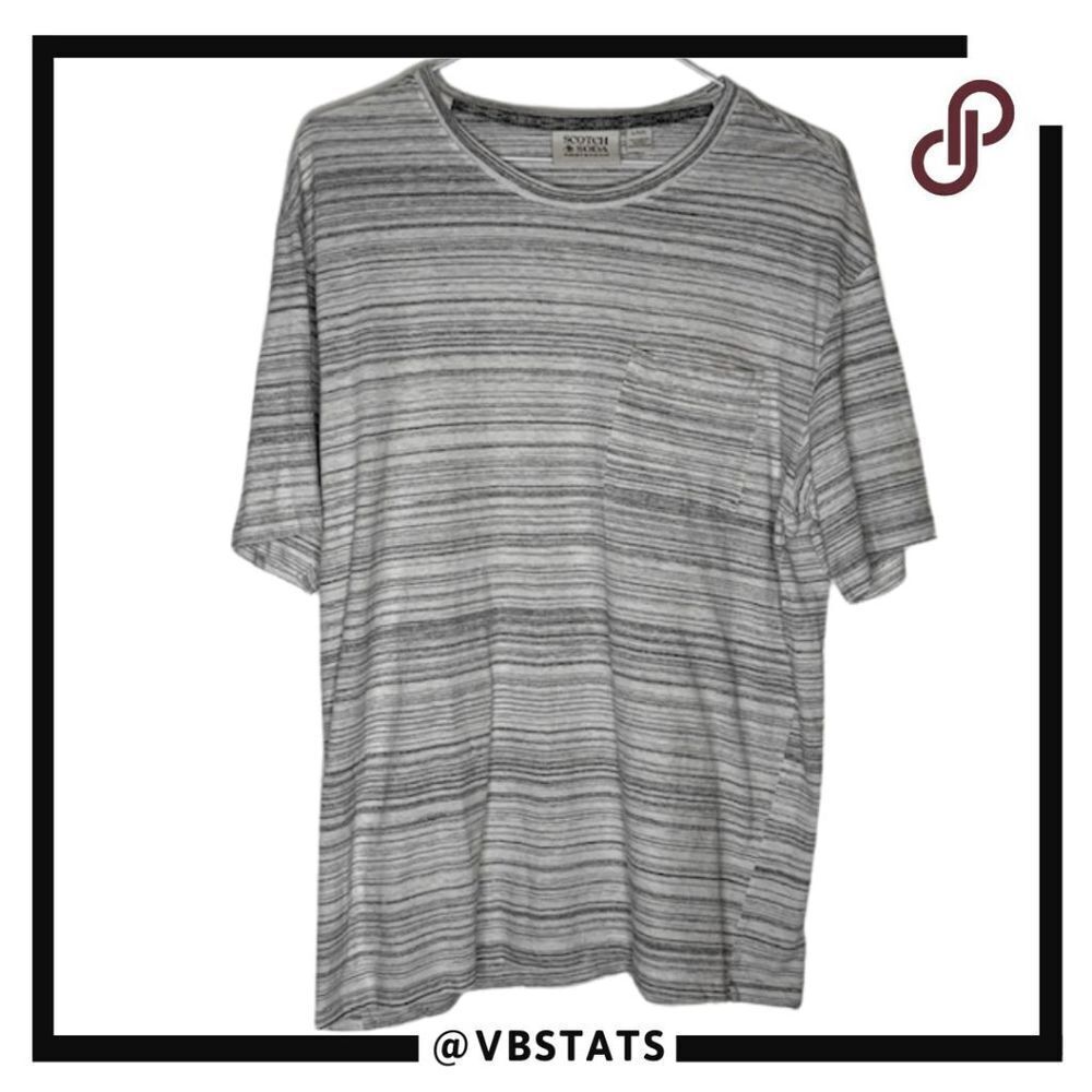 Scotch & Soda Men's Amsterdam Striped T Shirt Gray Size Large